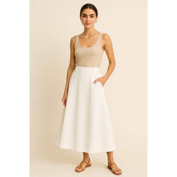 No Brand Dresses & Skirts - NWOT Neoprene A-line Midi Skirt White Size Medium